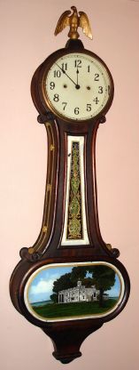 New Haven Clock Co., WILSON, oval bottom banjo timepiece, 30 day double spring movement, C.1920 — Antique Clocks Price Guide