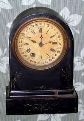 Terry Clock Co. Waterbury, Conn, iron cased desk clock, time and calendar, 8-day spring, C.1875 — Antique Clocks Price Guide