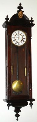 Ansonia Clock Co., CAPITOL, 2-weight wall timepiece, mahogany, with restorations, C.1900 — Antique Clocks Price Guide