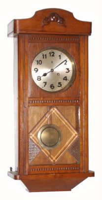 German, Edwardian era box clock, with leaded panel, beveled and art glass. C.1910 — Antique Clocks Price Guide