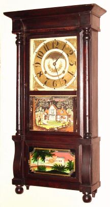 Birge, Mallory and Co., Bristol, Conn., 8-day time/strike, large Empire, column and cornice shelf clock, 2-wt circa 1840 — Antique Clocks Price Guide