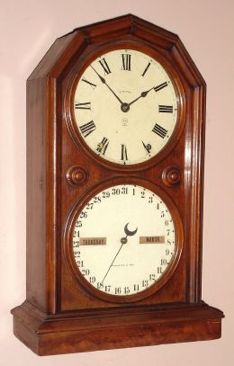 Seth Thomas Clock Co., "PARLOR CALENDAR No. 5", 8-day time and strike double dial perpetual calendar clock, Circa 1886 — Antique Clocks Price Guide