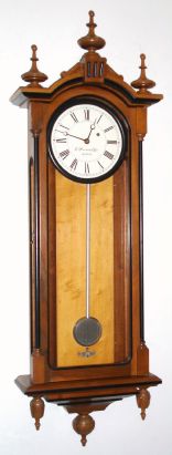 E. Howard and Co., Boston, "REGULATOR No. 59", in a light walnut case with maple baffle cover, 8-day, weight, eight inch dial, c.1976 — Antique Clocks Price Guide