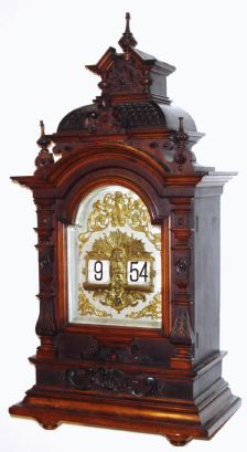 German, Lenzkirch, rare DIGITAL dial mantel timepiece, in an "Alt Deutsch" walnut case with fancy trim, 8-day, spring, serial 1,037,736, DRP No. 54093, C.1890 — Antique Clocks Price Guide