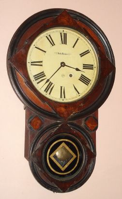 Seth Thomas Clock Co., "SIGNET", walnut wall clock, with burled accents, 8-day time only, C.1880 — Antique Clocks Price Guide