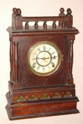 Kroeber Clock Co., New York, a walnut cabinet clock with ballustrade on top, 8-day, spring. C.1875 — Antique Clocks Price Guide