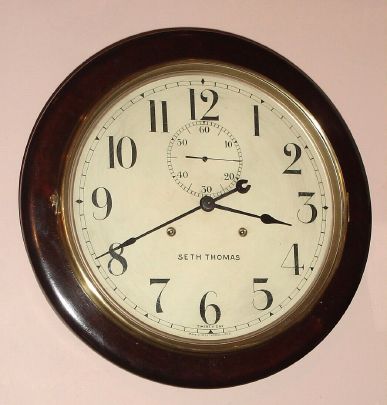 Seth Thomas Clock Co., "ARCADE No. 1", 30-day wall timepiece, duplex spring movement, with seconds hand, Circa 1928. — Antique Clocks Price Guide