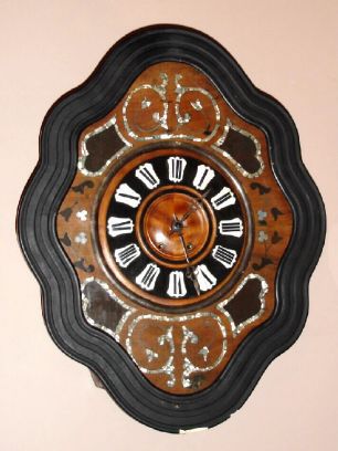 French, Picture Frame, or Baker's wall clock with MOP decorated dial surround, 8-day time/strike Circa 1880 — Antique Clocks Price Guide