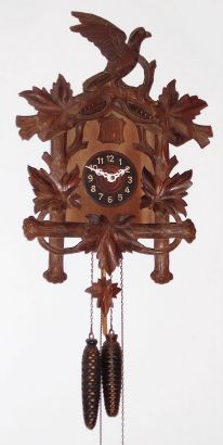 German, A. Maier, larger 5-leaf and single bird cuckoo, 1-day, 2-weight cuckoo strike, C.1930 — Antique Clocks Price Guide