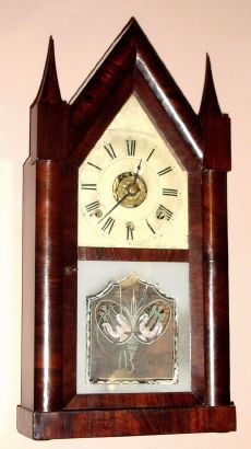 Chauncey Boardman, Bristol, Conn, Triple Fusee Steeple clock, 1-day, C.1848 — Antique Clocks Price Guide