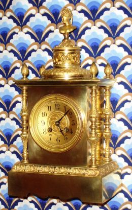 French, retailed by Oldfield, Liverpool, ormolu and brass mantel clock, 8-day time and gong strike, C.1895 — Antique Clocks Price Guide