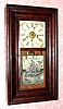 Forestville Mfg Co., 8-day, time, strike and alarm OOG shelf clock, with exceptional well figured mahogany veneer. C. 1845.