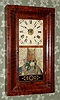 Hill, Goodrich and Co., Plainville, Conn, OG shelf clock, mahogany veneer, 8-day time and strike, 2-wt, uncommon cast iron back-plate movement. C. 1840.