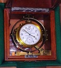 Hamilton Watch Co., Lancaster, PA, USA, MODEL 22, 21j, 2-day deck watch in mahogany gimbal case, and with outer carry box w/ leather strap. C. 1943.