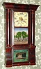 Birge, Peck and Co., Bristol, Conn, Column and Cornice shelf clock, 8-day, 2-wt, with "The Breeze" Puffin' Locomotive label. C.1850.