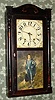 Riley Whiting, Winchester, Conn, stenciled half column and splat shelf clock, 30 hour wooden movement, time and strike, 2-wt. C.1835.