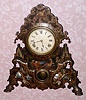 American Clock Co. (?), Iron front with MOP and paint decorations, now with NEW 8-day spring movement. C.1860.