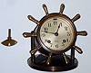 Chelsea Clock Co., Boston, Mass, "VANDERBILT", Ship's Bell desk clock in bronze finish with yellow brass handles, 8-day, spring. C.1950.