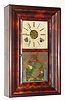 Brewster and Ingrahams, Bristol, Conn, miniature OOG, 1-day time and gong strike with alarm, spring. C.1845.