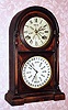 Welch, Spring and Co., "ITALIAN No. 3", double dial perpetual calendar, rounded Gothic, rose column shelf clock, 8-day time and strike. C.1872.