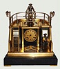 French, Guilmet, "QUARTER DECK" clock, with rocking seaman at the helm, 8-day time and gong strike, and with unique "rope chapter" ring. C.188.