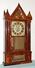Spencer, Hotchkiss and Co, Salem Bridge, Conn, 4 column Steeple shelf clock, with mirror in the large spire. "Late style" 2-wt movement on seat board. C.1835.