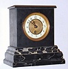 French, 8-day marble mantel timepiece, with porcelain chapter ring and pendulum movement, spring. C1900.
