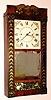 Jerome, Darrow and Co., 30-hour time/strike wood groaner movement shelf clock, with unusual stenciled pilasters and eagle splat. Circa 1825