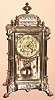 Ansonia Clock Co, large 4-glass, EXCELSIOR, in nickel / silver finish, now with a pendulum from a French clock,C.1904
