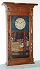 A. Munger, Auburn, NY, "Ironing Board Top" carved column shelf clock, 2-wt, bell strike, 8-day, C.1825