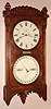 Seth Thomas "OFFICE CALENDAR No. 5", in walnut with burled panels, double dial perpetual calendar, 14 inch dials, weight driven, C.1890 (dated presentation)