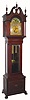 English, for Tiffany and Co by J. J. Elliott, London, inlaid mahogany tall case clock, time and gong strike with rolling moon, 2-wt, C.1900