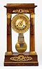 French, "Lecointre a Caen" (on dial), 4-column Empire style portico clock with compensating grid pendulum, c.1850