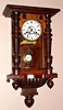 Gustav Becker, small spring R/A regulator style wall clock, 8-day time and gong strike. Circa 1900.