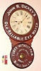Baird Clock Co., Plattsburgh, NY, advertising clock for "John R. Dickey's Old Reliable Eye Water", along with an original bottle with eye dropper, still full of wash, and in the original box, C.1894,