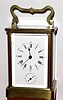 French, Brass cased carriage clock, time, strike and alarm, in a simple Corniche case, and with original lever platform intact. C.1900