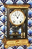 Seth Thomas Clock Co., "EMPIRE No 13", 4-glass crystal regulator, with 2-vial pendulum, and with fancy cream colored porcelain dial with floral polychrome decorations fired in, C.1907
