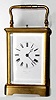 French, Margaine, Brass cased carriage clock, a five minute repeater, striking the hours and halves on a gong and repeating with the 5 minute increments on a bell, serial No. 6956, retailed by A. Stowell and Co, Boston, whose name is barely visible on the dial, C.1900
