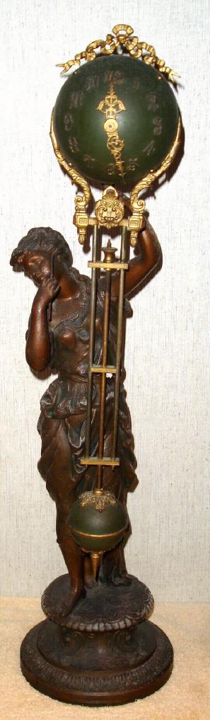 Ansonia Clock Co. New York, C.1895, "JUNO" BALL SWING, swinging arm timepiece, 8-day, the movement contained within the ball at top — Antique Clocks Price Guide