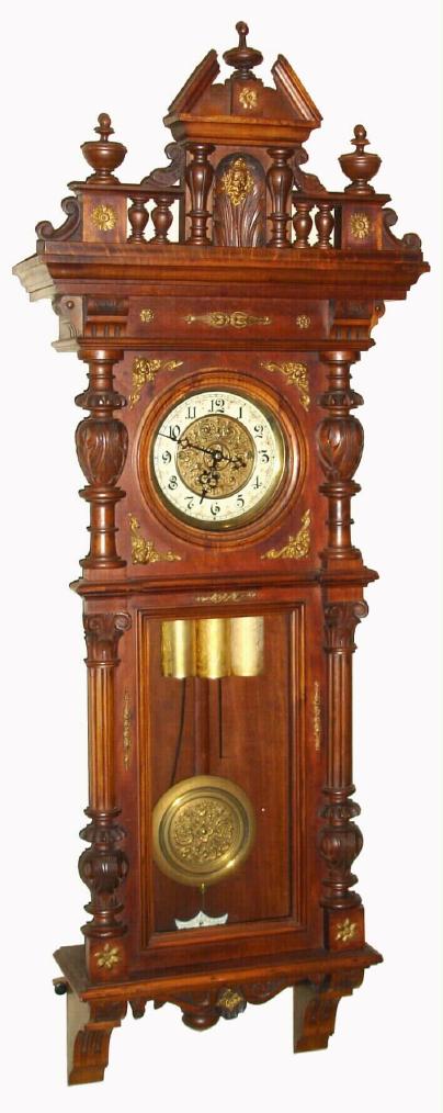 German, Gustav Becker, C.1895, 3-wt Grand Sonnerie "Vienna Regulator" in the Alt Deutsch double door style., 8-day [full quarter striking]. — Antique Clocks Price Guide