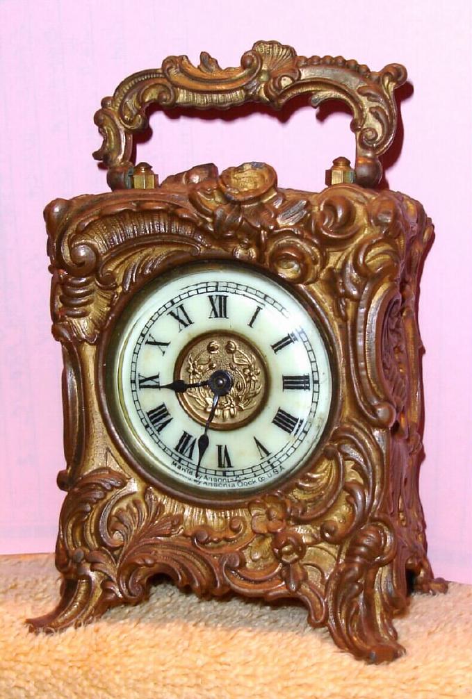 Ansonia Clock Co., New York, C.1910, "VIDA" cast metal carriage timepiece with 1-day back wind movement. — Antique Clocks Price Guide