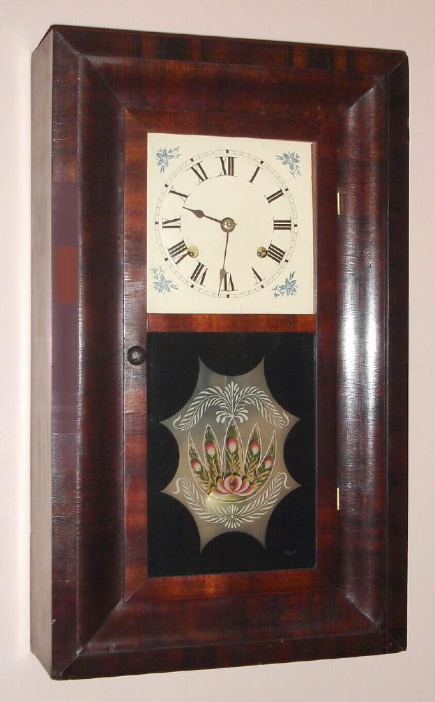 New Haven Clock Co., Circa 1865, mini 2-weight, 30-hour time/strike brass movement small size OG shelf clock. — Antique Clocks Price Guide