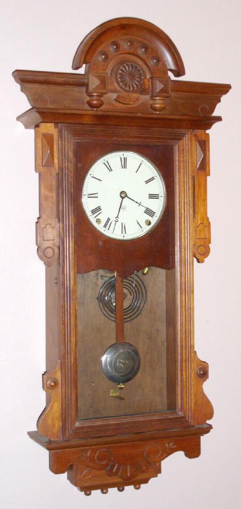 Seth Thomas Clock Co., "PANAMA", Circa 1886, 8-day time/strike walnut case wall clock. — Antique Clocks Price Guide
