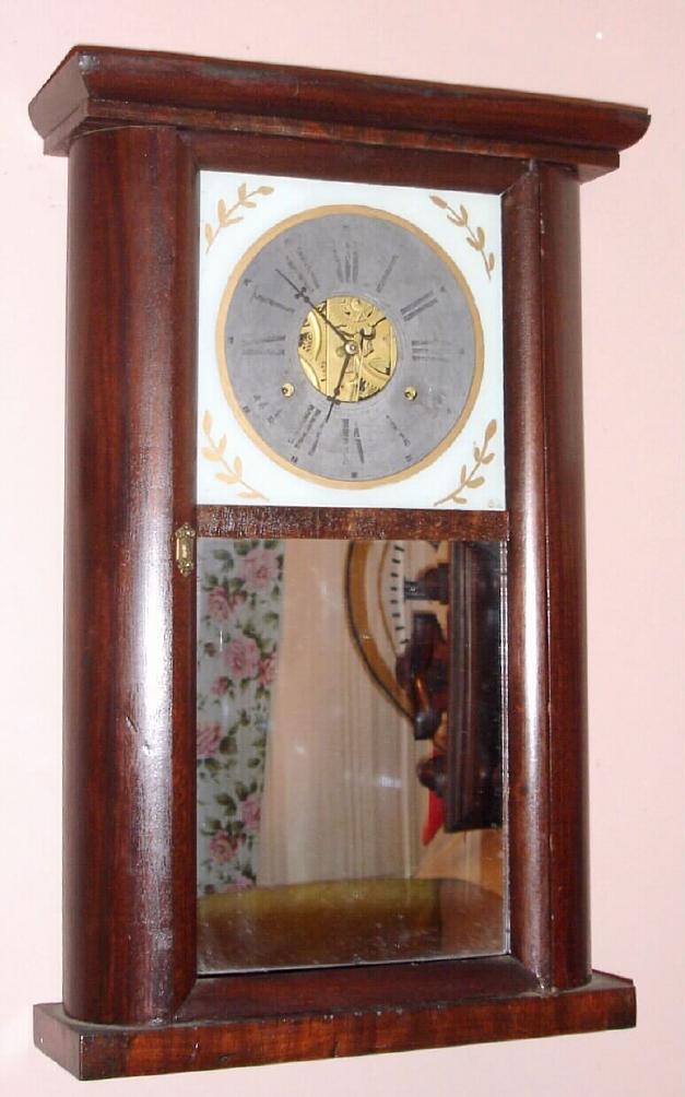 C. and N. Jerome, Bristol, Conn., Circa 1835, 30-hour time/strike round side shelf clock. — Antique Clocks Price Guide