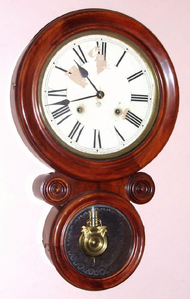 Ansonia Clock Co., "10-Inch Kobe", Circa 1901, 8-day time/strike wall clock. — Antique Clocks Price Guide