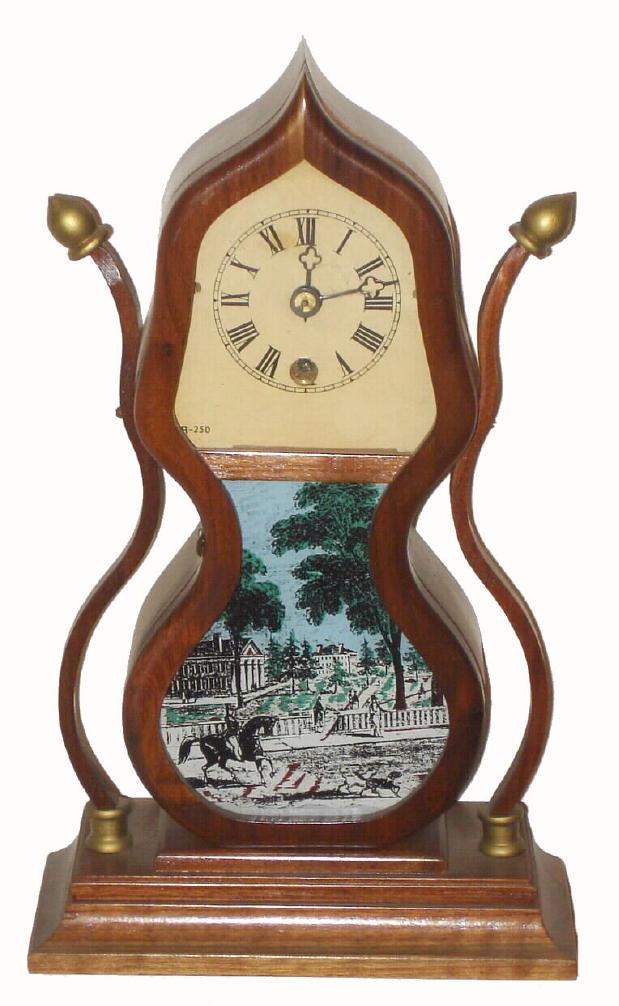 Jim Davis, Greensboro, NC, C.1975, miniature "ACORN" shelf clock, walnut cased with German 8-day time only mov't. — Antique Clocks Price Guide
