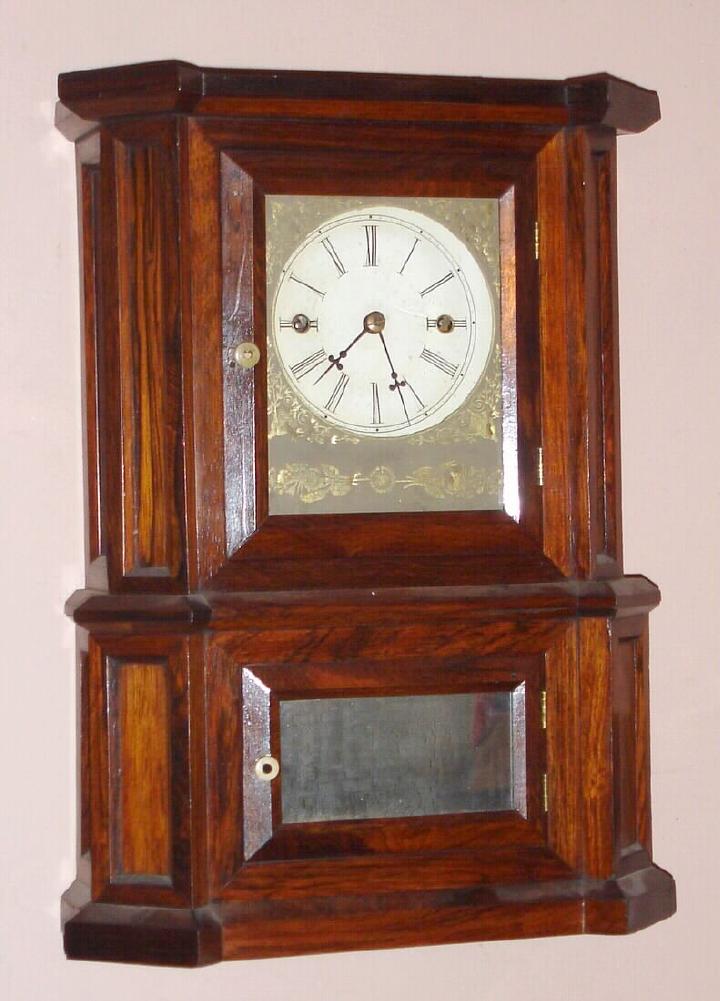 Atkins Clock Co, Bristol, Conn, ,1860, "PARLOR No. 1", rare model double fusee, "Equalizing Spring" 30-day shelf clock, rosewood, time only. — Antique Clocks Price Guide