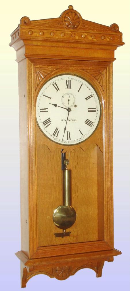 Seth Thomas Clock Co., Thomaston, Conn, C.1905, "REGULATOR No. 30" in oak, 8-day weight driven timepiece. — Antique Clocks Price Guide