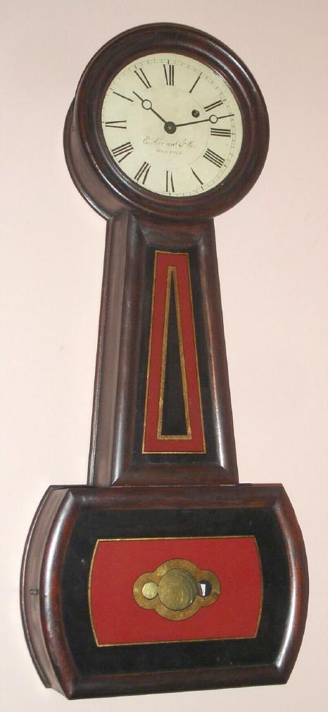 E. Howard and Co., Boston, C.1900, No. 5 Banjo, in a rosewood grained cherry case, 8-day weight driven, purchased through Peter Sawyer in 1990. — Antique Clocks Price Guide