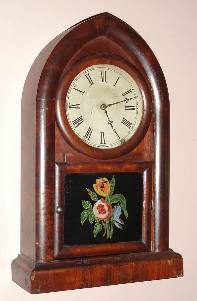 Ansonia Brass and Copper Company, Ansonia Conn "BEEHIVE" model 8 day time and strike spring driven mvt in mahogany veneered case with painted Roman numeral dial, c1869 - 1877 — Antique Clocks Price Guide